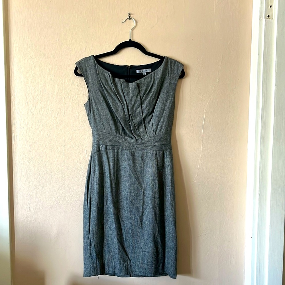 classiques entier Wool Blend Office Unique Pleat Sleeveless Dress 0